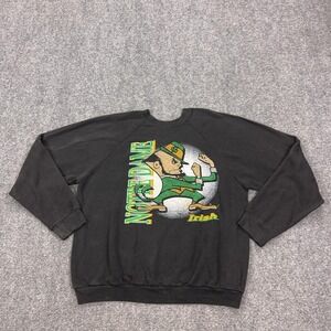 Vintage Notre Dame Fighting Irish Sweatshirt Mens Large Black NCAA Football TNT